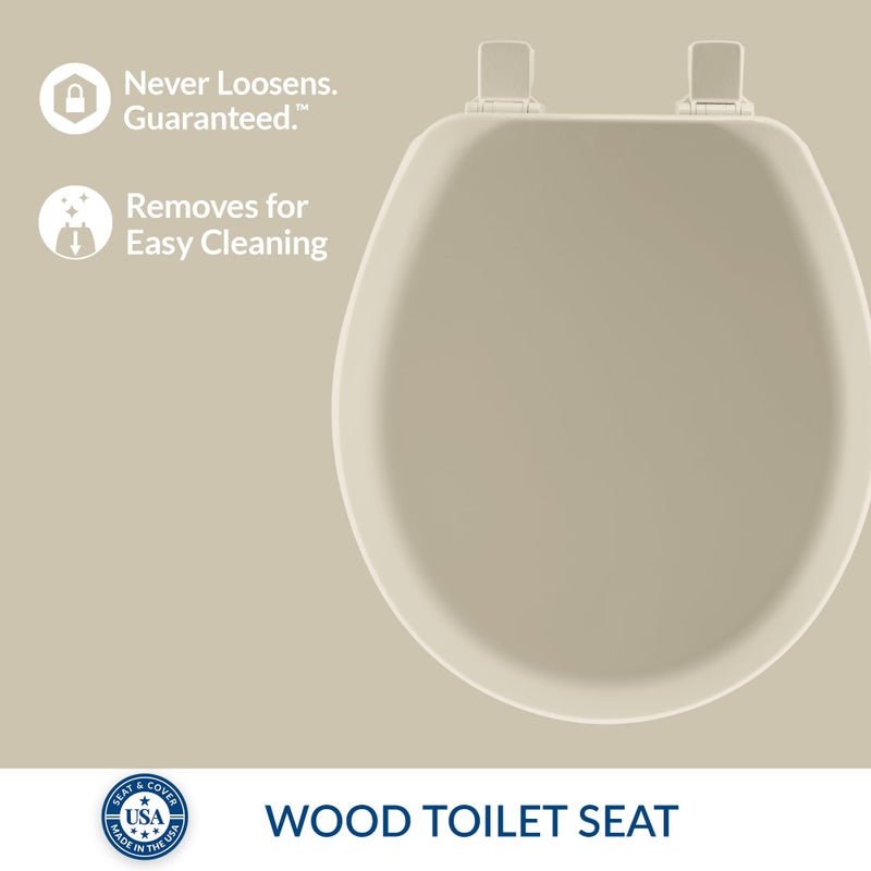 Mayfair Cameron Bone Toilet Seat, Non Slip Heavy Duty Wood, Easy Clean, Made in USA, Round - Image 2